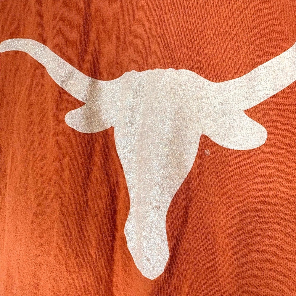 Texas Longhorns Burnt Orange Sparkly Glitter Bull T-Shirt Gildan Small Womens - Picture 2 of 8